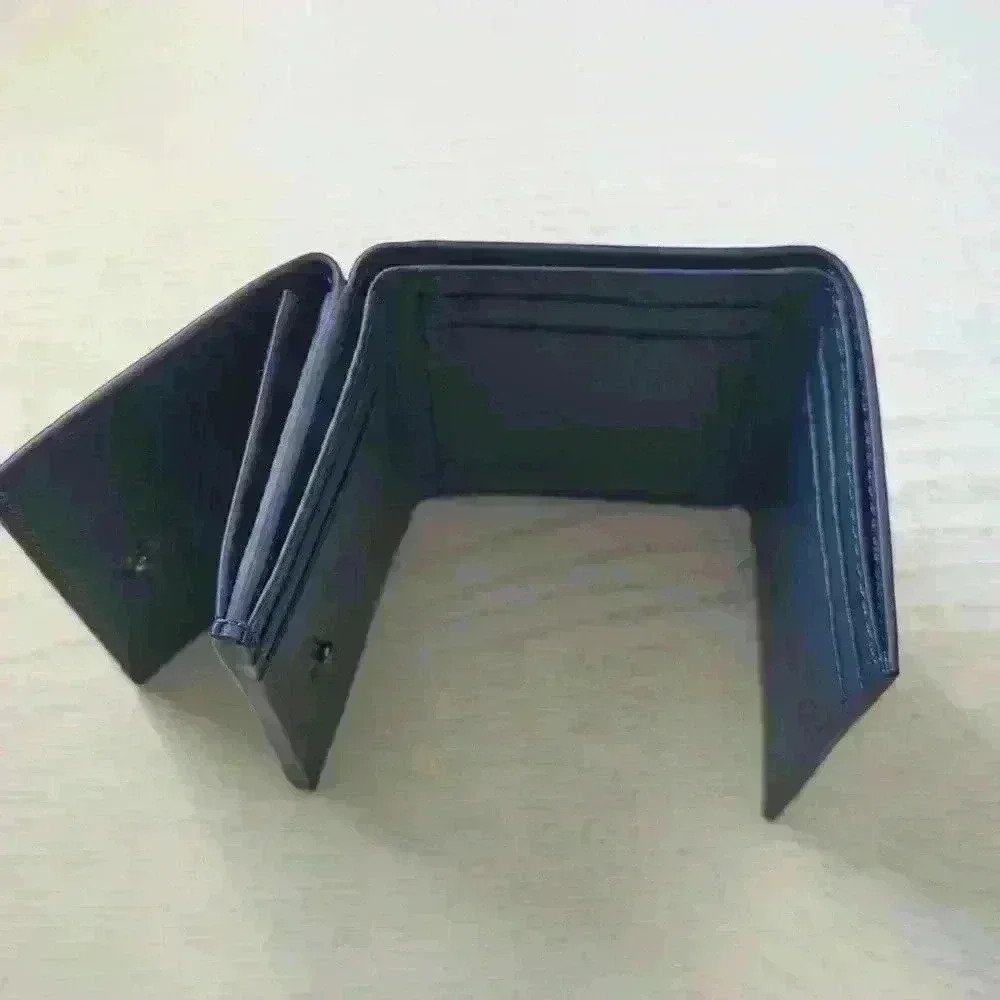 Blue Leather Wallet with Woven Design on Front - Picture 5 of 5